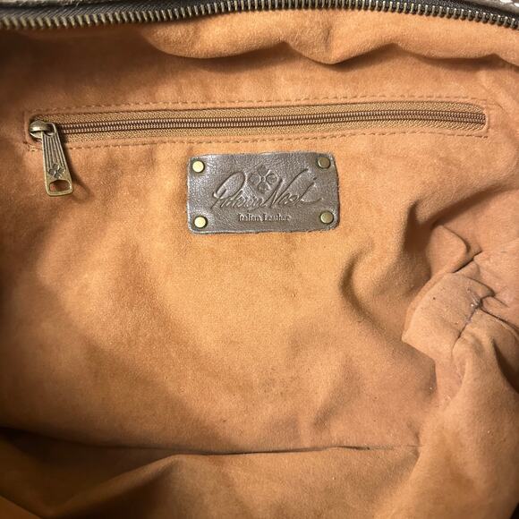 Patricia Nash Brown Leather Shoulder Bag Tote Studded Boho Satchel Purse - Picture 7 of 10